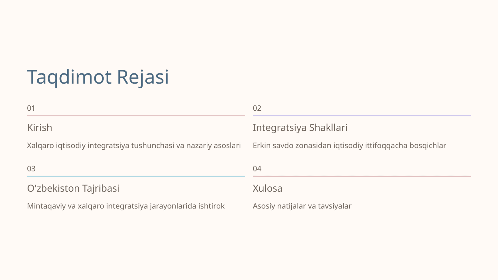 Xalqaro iqtisodiy integratsiyaning shakllari va amal qilish xususiyatlari "Ozbekiston" — Slayd 2