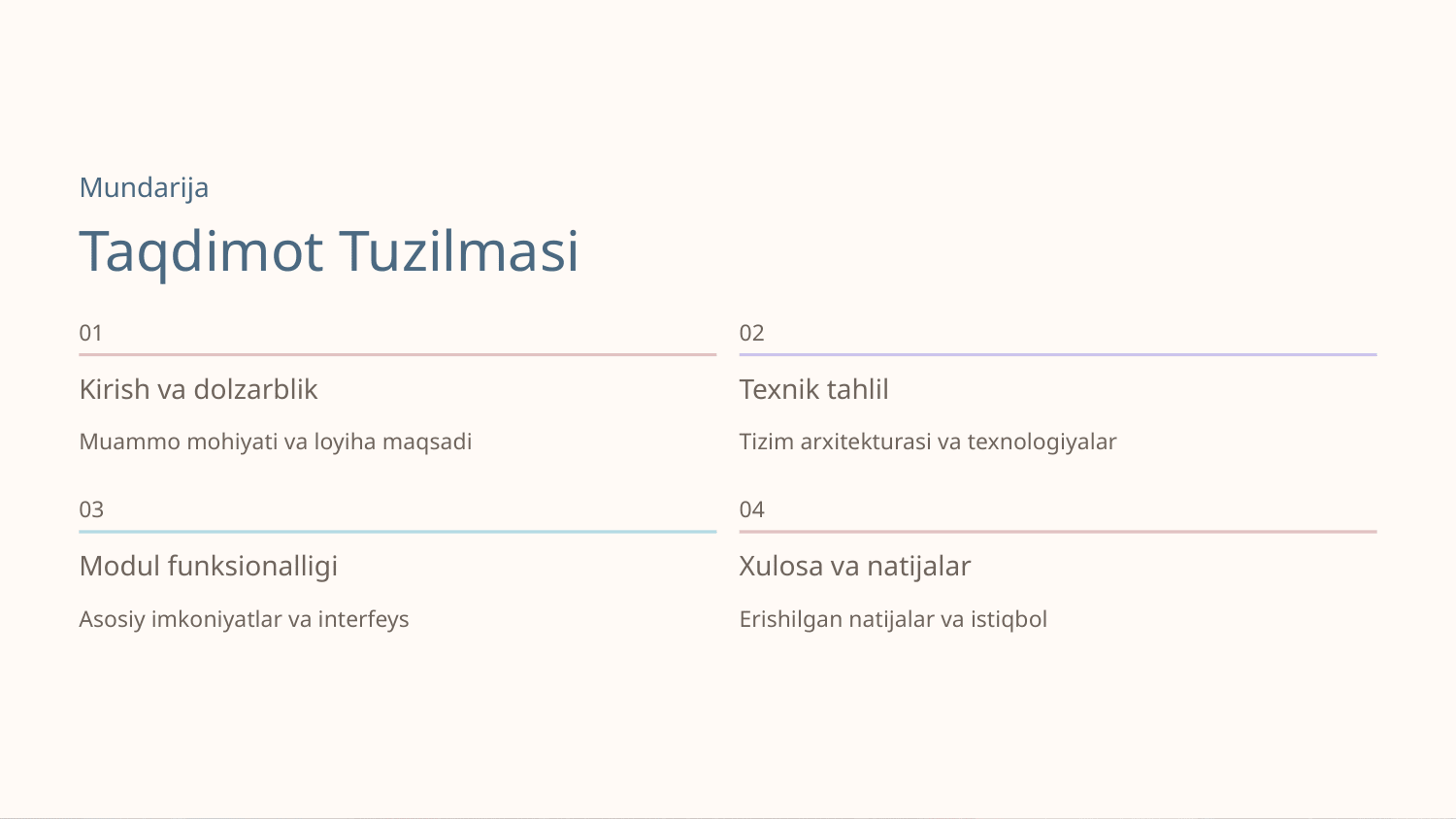Administrator uchun hisobotlar shakllantirish moduli — Slayd 2