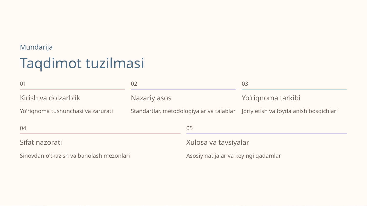 Tizimni joriy etish va foydalanish boʻyicha yoʻriqnoma ishlab chiqish — Slayd 2