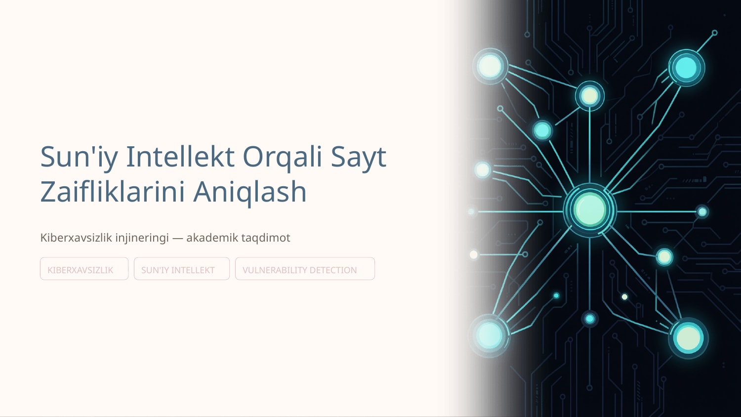 Sun'iy intellekt orqali saytning zaifliklarini (vulnerabilities) aniqlash — Slayd 1