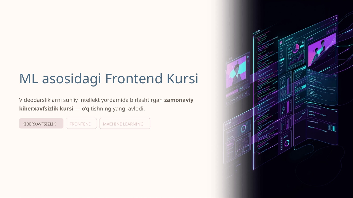 ML tiykarinda video qollanbalardı ozine jamlegen frontend kursin jaratiw — Slayd 1