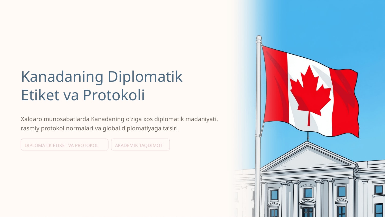 Kanadaning diplomatik etiket va protokolining o'ziga xosligi — Slayd 1
