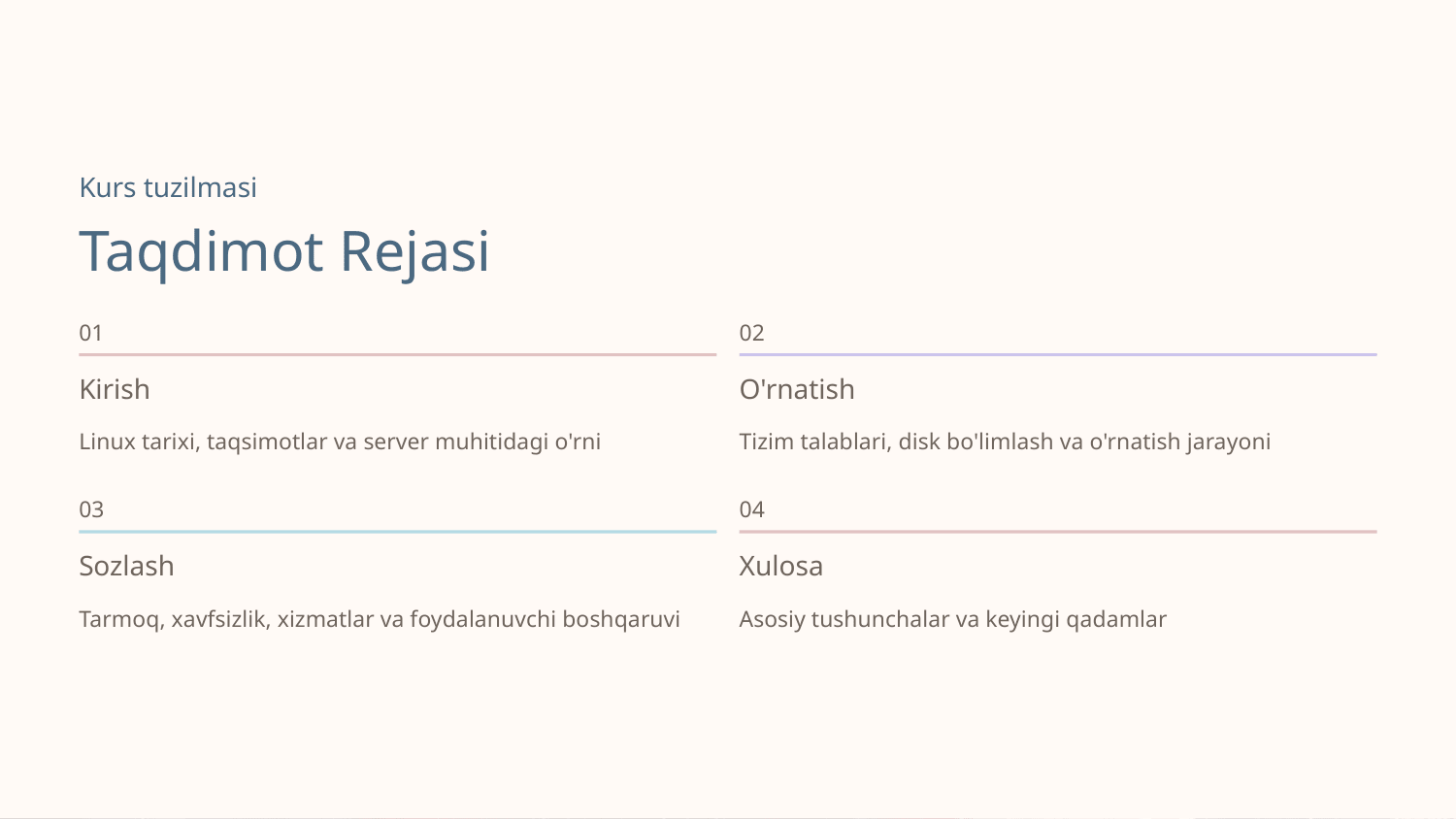 Linux serverini o‘rnatish va sozlashni amalga
oshirish — Slayd 2