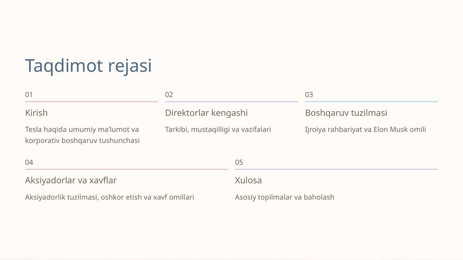 Tesla kompaniyasining korporativ boshqaruvi — Slayd 2