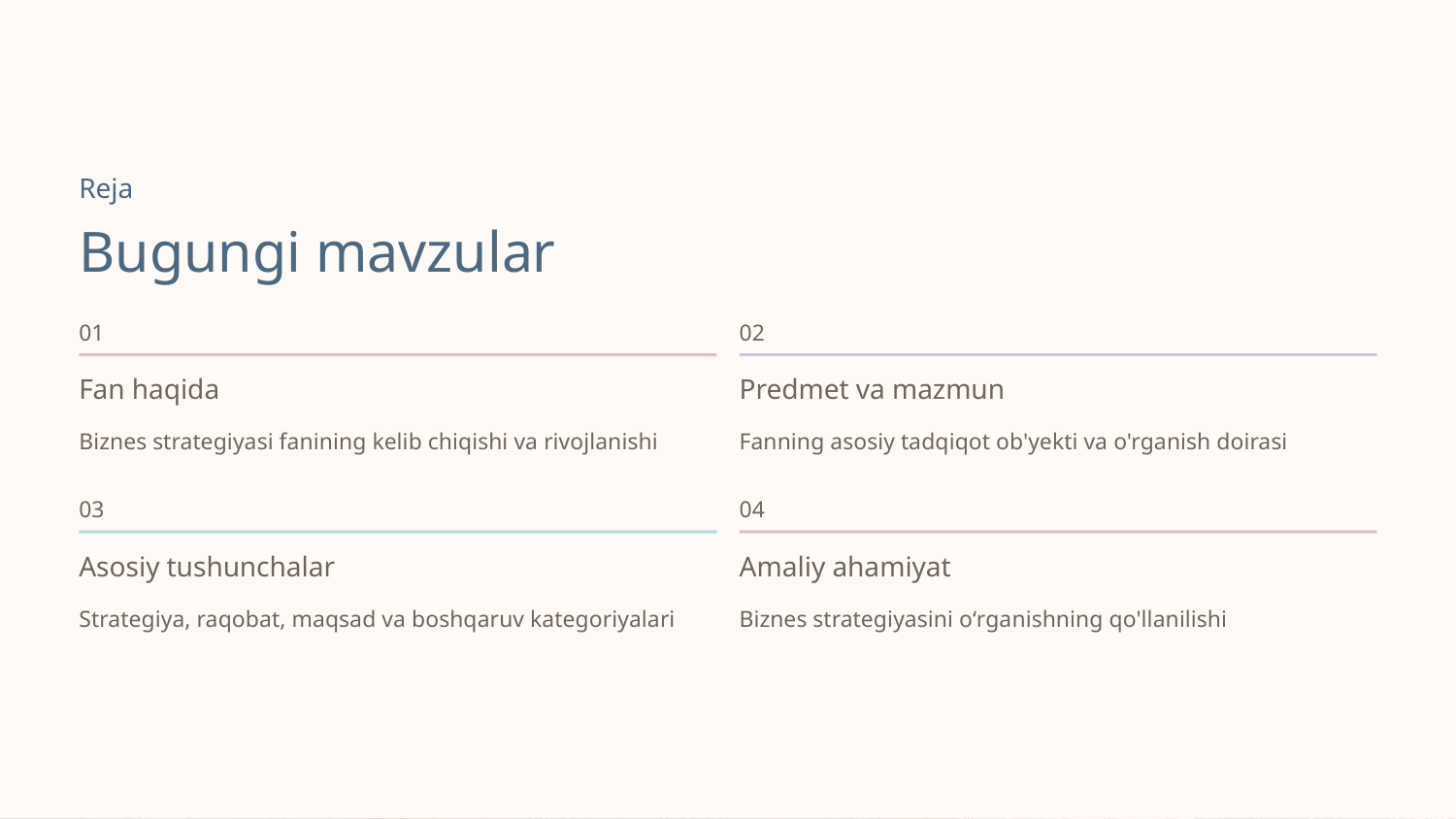 “Biznes strategiyasi” faniing predmeti va mazmuni — Slayd 2