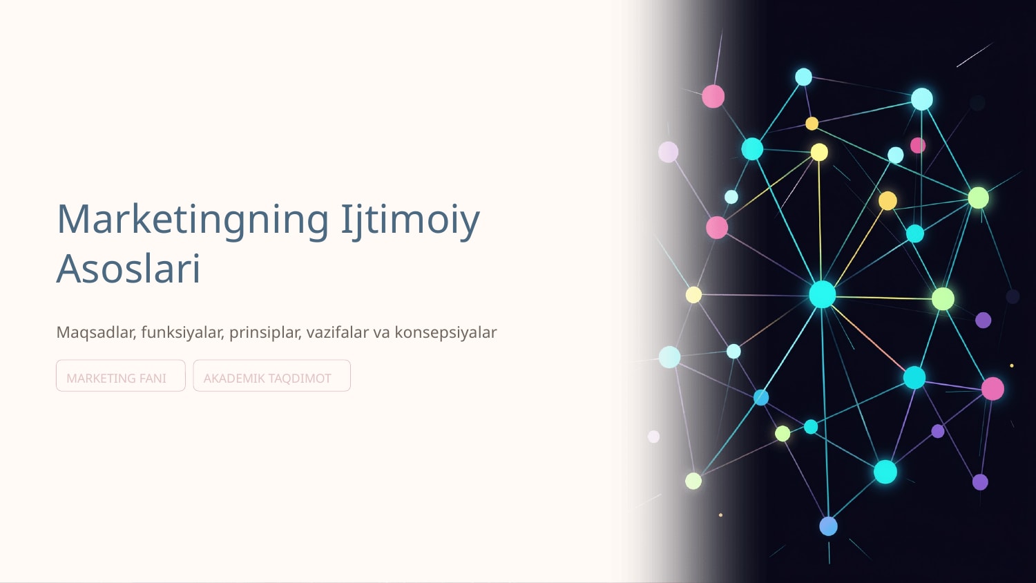 Marketingning ijtimoiy asoslari Marketingning maqsadlari, funksiyalari, prinsiplari, vazifalari va konsepsiyalari — Slayd 1