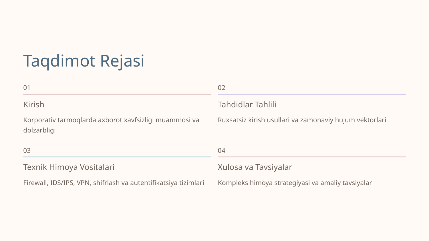 Korporativ tarmoqlarda axborotdan ruxsatsiz  foydalanishni ximoyalashning texnik vositalari — Slayd 2
