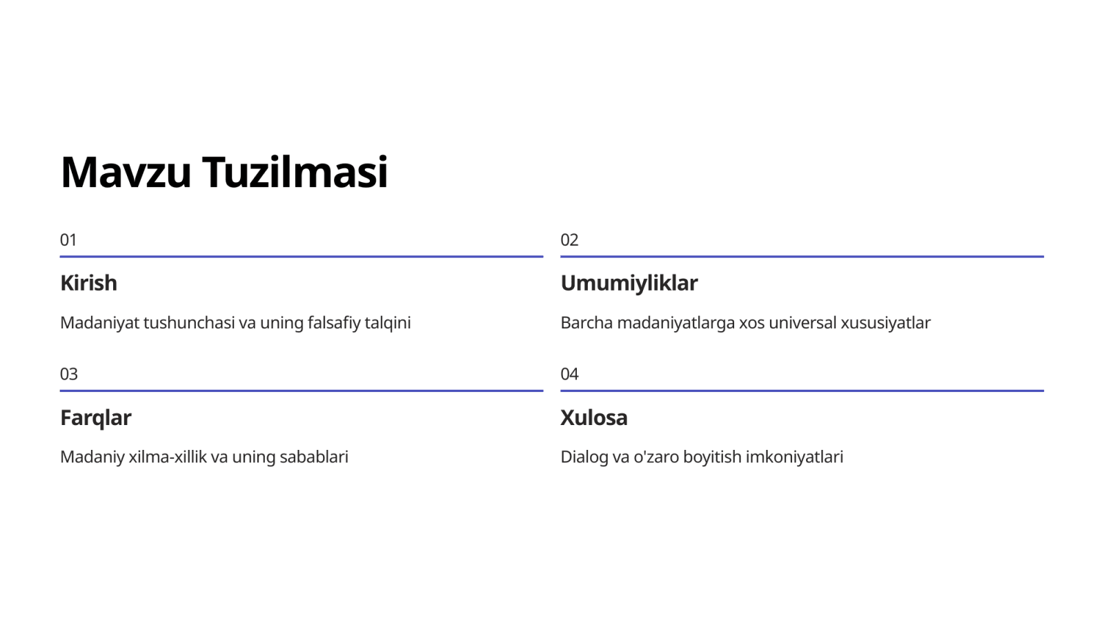 Dunyo xalqlari madaniyatlari o'rtasidagi umumiylik va farqlar — Slayd 2