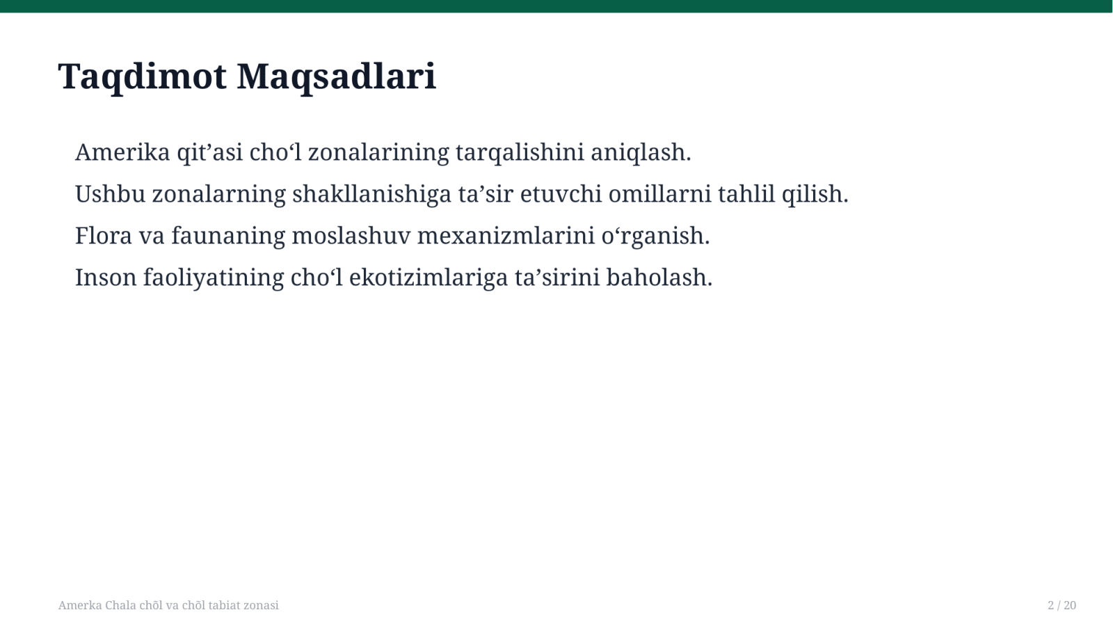 Amerka Chala chõl va chõl tabiat zonasi — Slayd 2