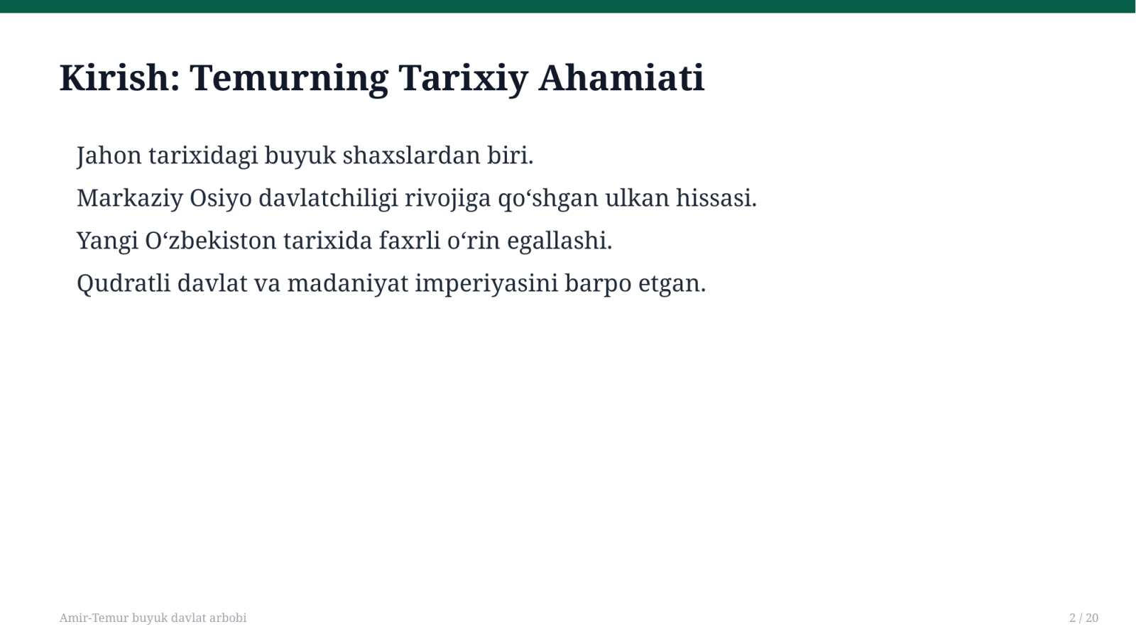 Amir-Temur buyuk davlat arbobi — Slayd 2