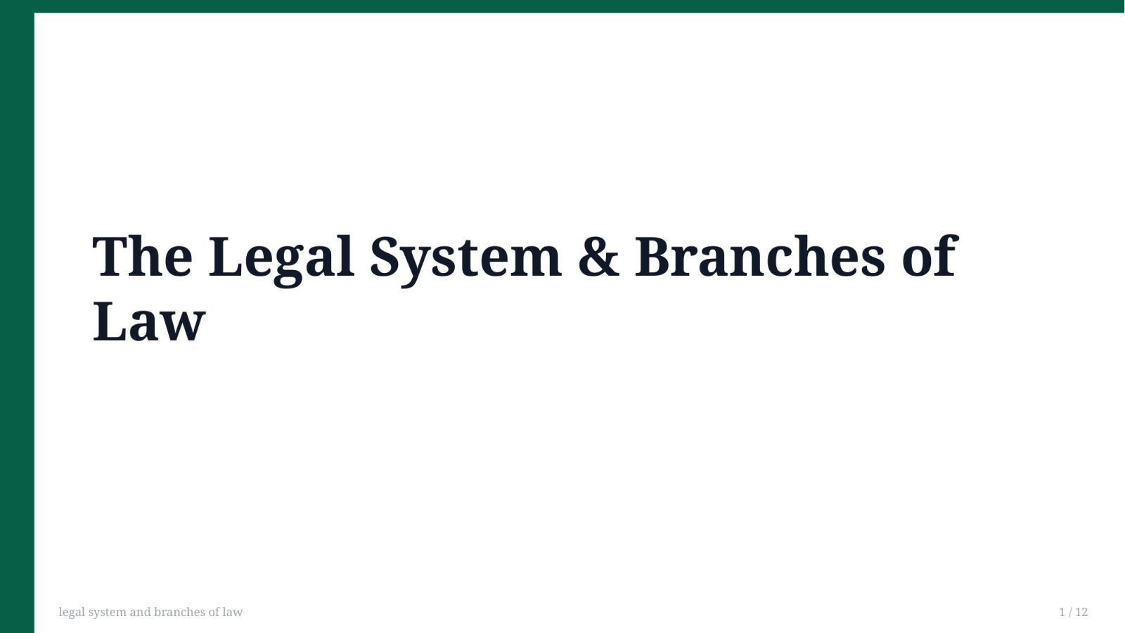 legal system and branches of law — Slayd 1