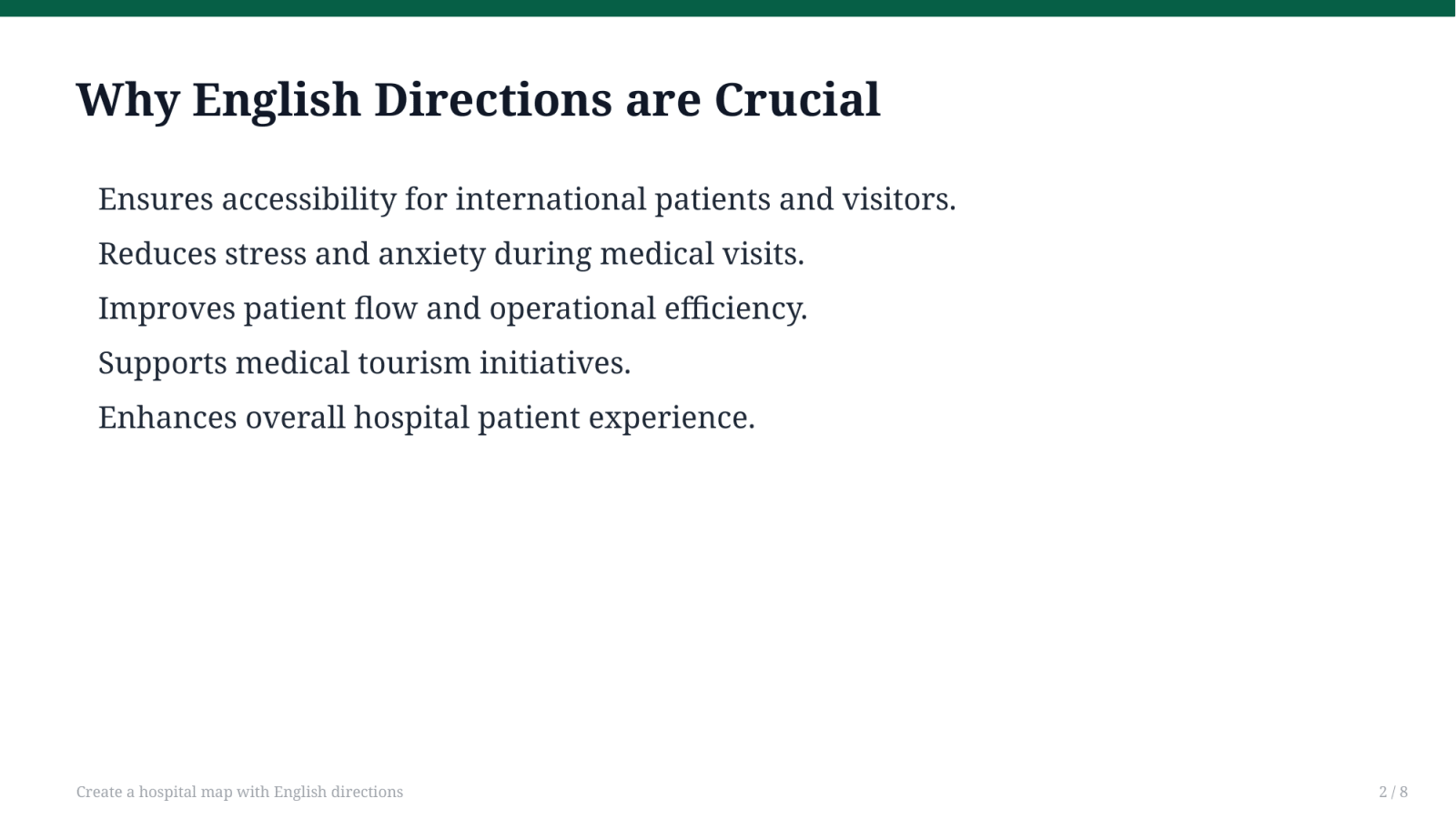 Create a hospital map with English directions — Slayd 2