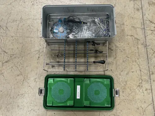 Mixed Laparoscopic Surgical Instrument Set in Sterilization Case