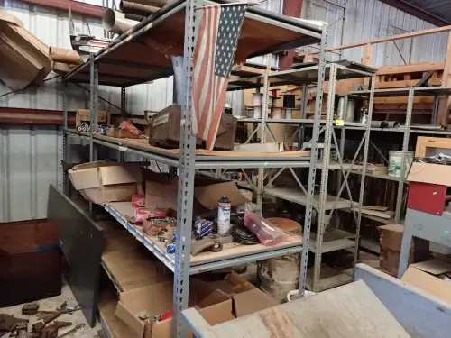 (3) Shelves And (1) Workstation With Contents