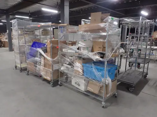 (6) Metro Style Racks on Casters (CONTENTS INCLUDED)