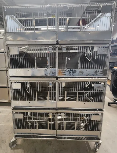 (2) Racks of Stainless Steel Rabbit Cages