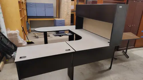 Office Desk with Overhead Cabinets