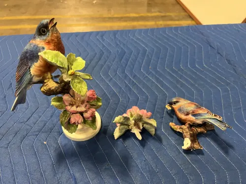 Dorothy Doughty Pair of Blue Birds with Apple Blossoms 10 x 10.5 inches