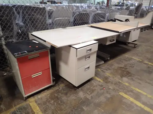 (2) Laboratory Workstations And (3) Rolling Cabinets