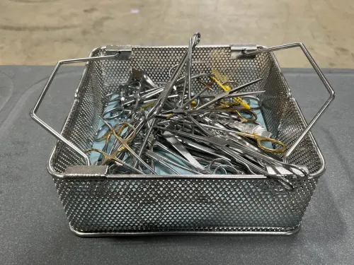 Mixed Surgical Clamps and Instrument Basket