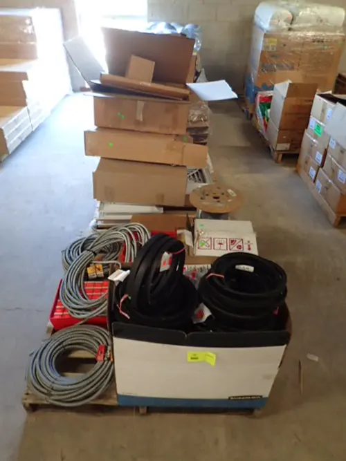 Assorted Electrical, HVAC Fan Belts, Ducts, Etc.