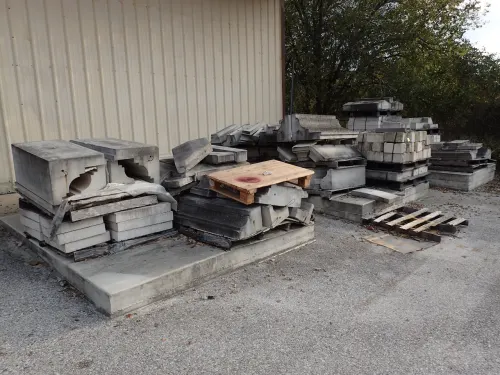 (18) Pallets Assorted Concrete Slabs, Building Accents, Etc.
