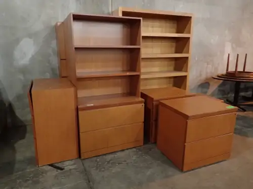 (5) Wooden Filing Cabinets and (1) 8 x 5 x 2 Bookcase  
