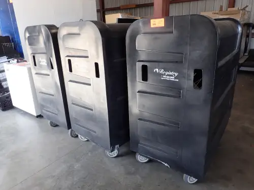 (3) Poly Bulk Containers on Casters