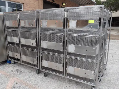 (2) 12-Cage Rabbit Cage Racks (Warehouse)