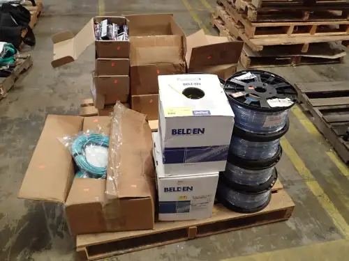 (1) Pallet of Wires, Cables, Electronic Ballasts 
