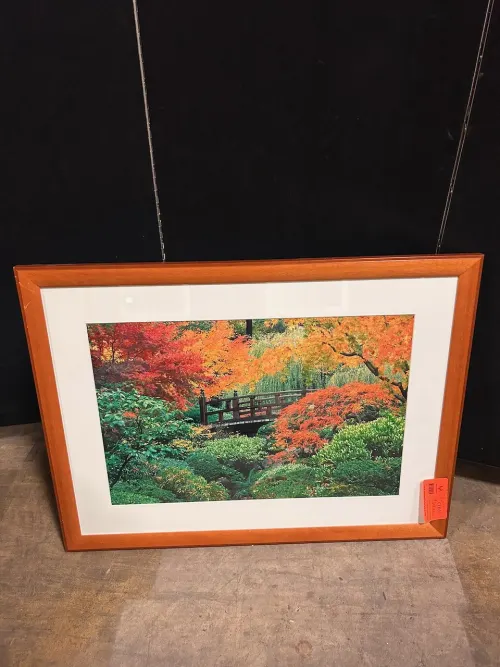 (1) 25" x 33" Japanese Garden Framed Artwork 