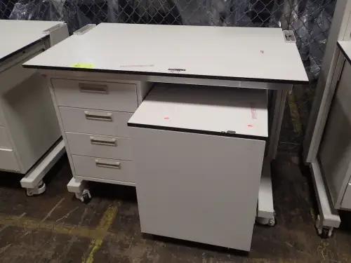 (1) Laboratory Workstation With (1) Laboratory Cabinet On Casters