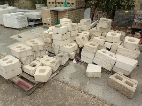 (3) Pallets Beveled Concrete Blocks