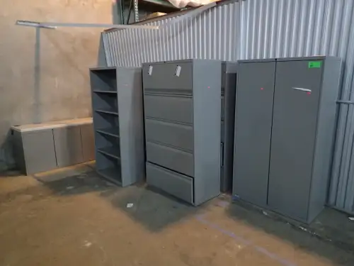 (5) Metal Filing Cabinets and (1) Metal Desk 