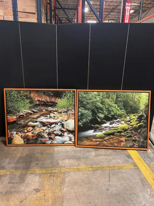 (2) 39" x 49" Large Framed Artwork 