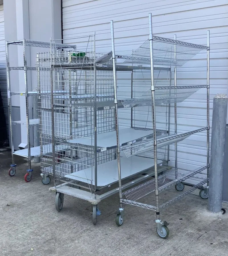 (4) Stainless Steel Racks on Wheels | Surplus Marketplace
