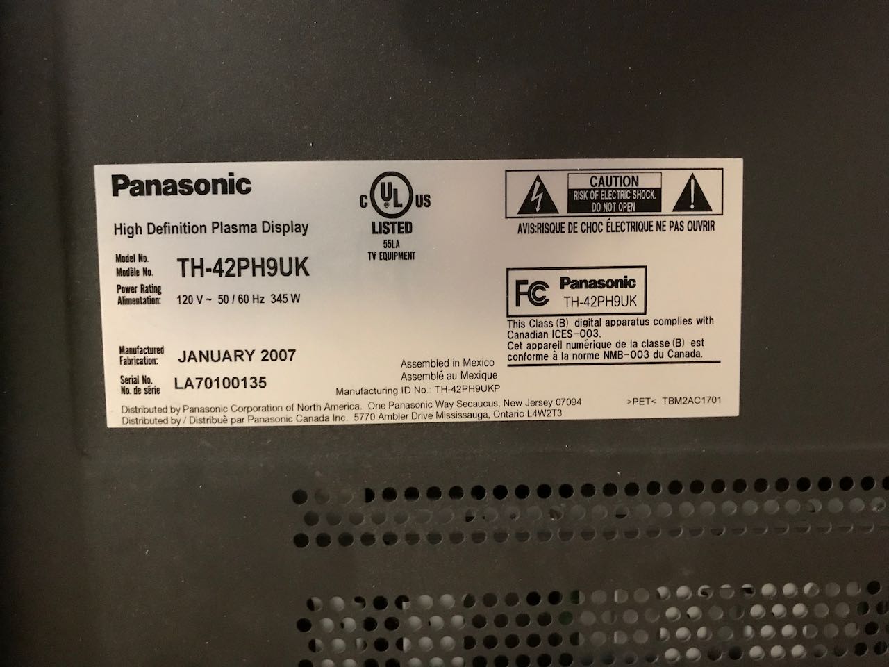 Panasonic TH-42PH9UK 42