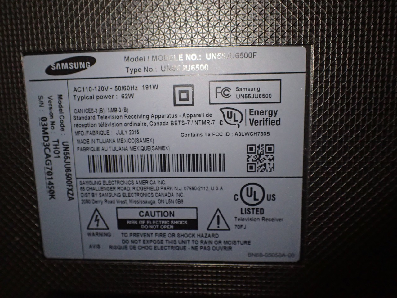 Samsung UN55JU6500F Television Surplus Marketplace