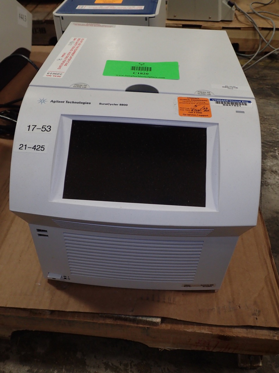 (1) Agilent Technologies SureCycler 8800 Thermal Cycler Surplus