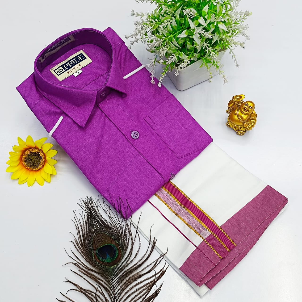 Pongal Kids Dhoti Collection - Magenta Purple - Image 1