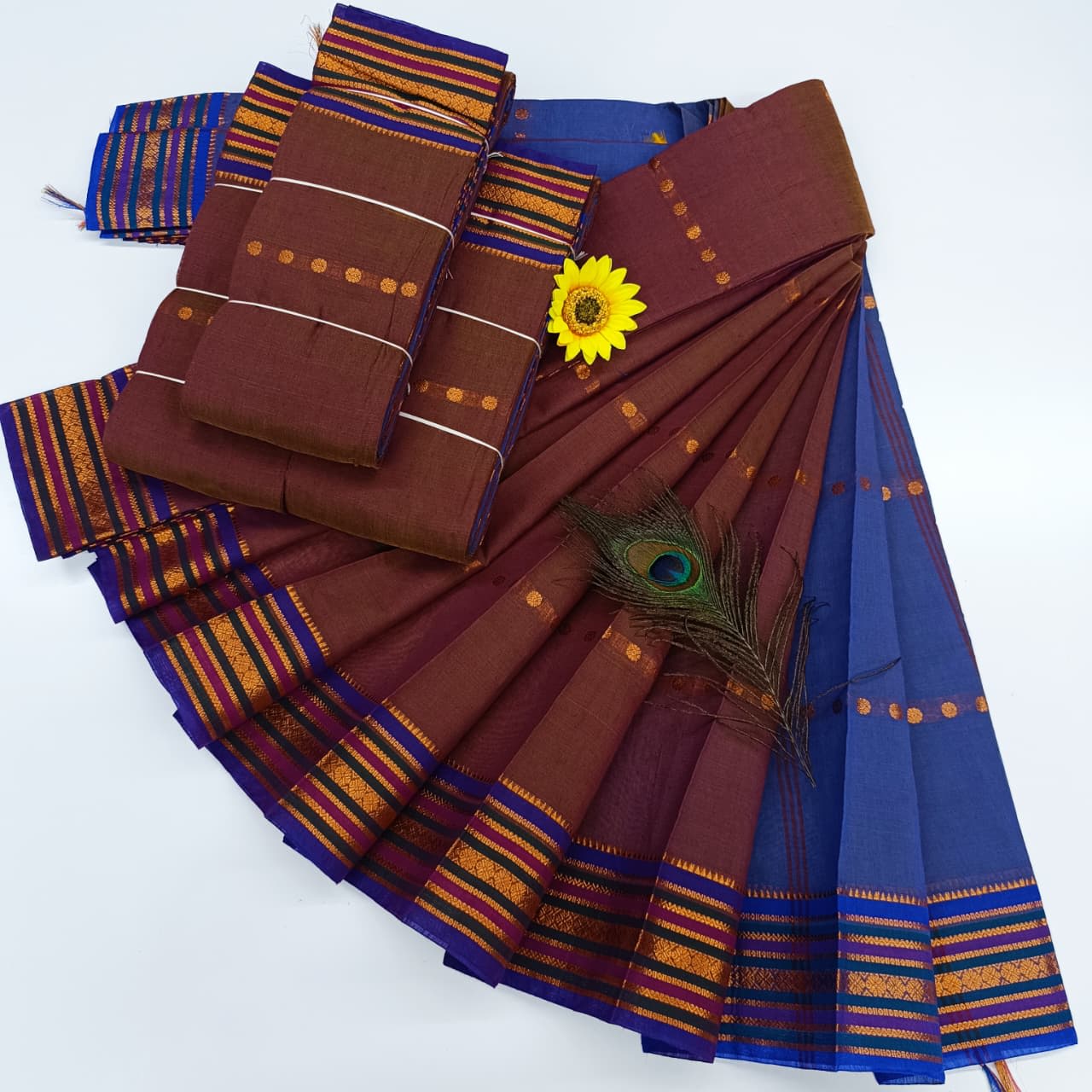 KORVAI BORDER SILK COTTON SAREES_Brown - Image 1