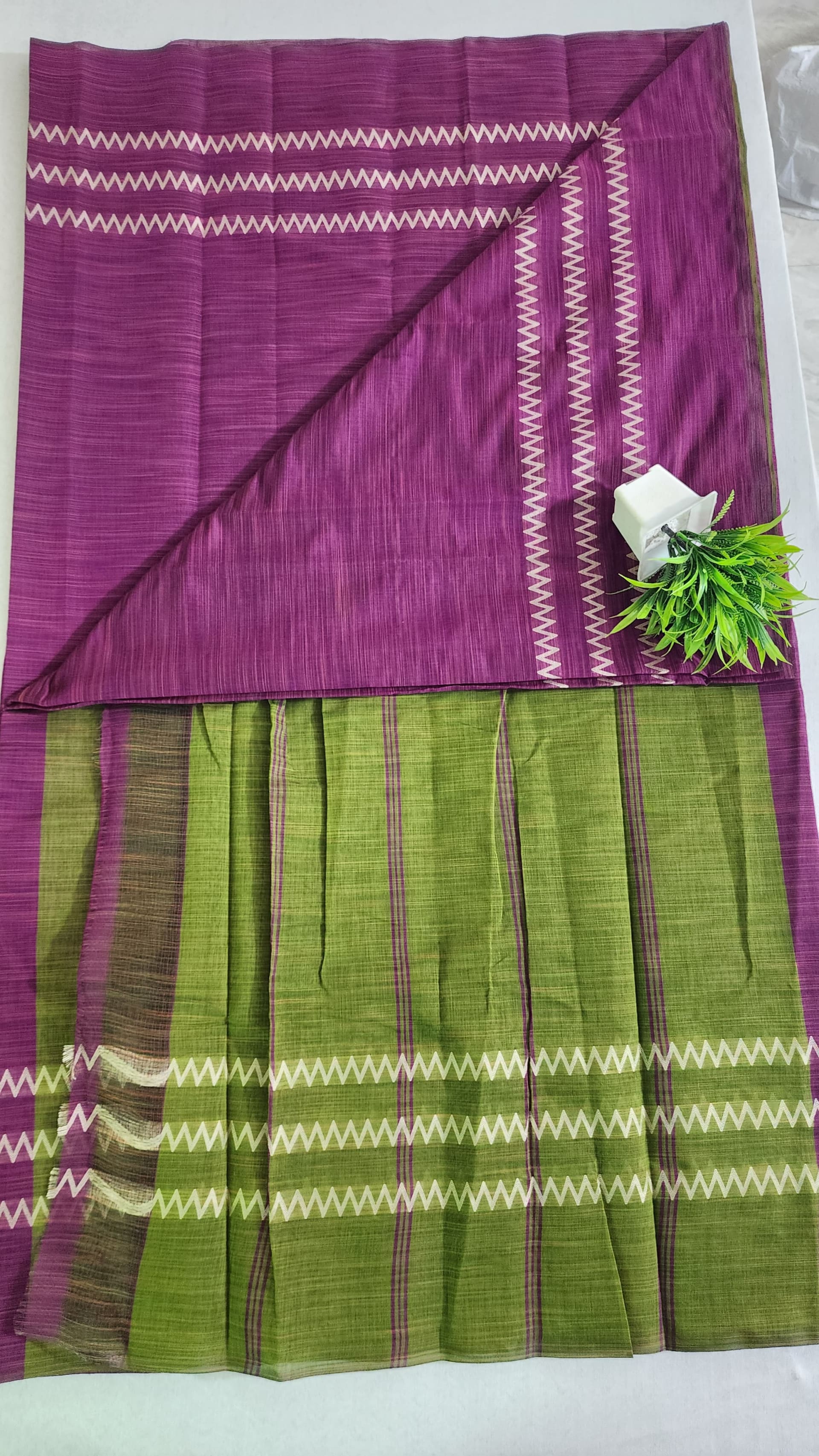 KORVAI BORDER SILK COTTON SAREES_Purple - Image 1