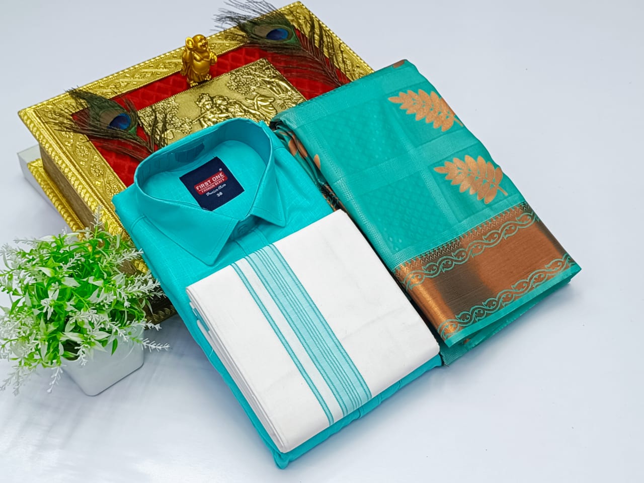 Ellampillai SILK SAREES & COTTON DOTIS, SHIRTS - Turquoise Blue