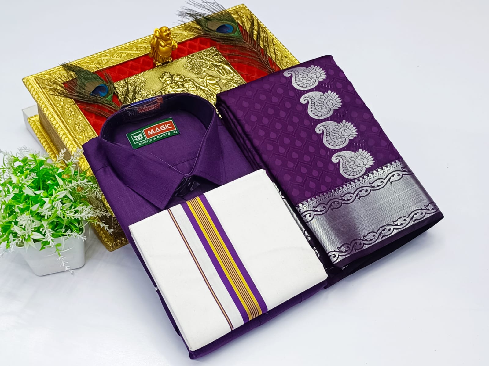 Ellampillai SILK SAREES & COTTON DOTIS, SHIRTS - Dark Purple