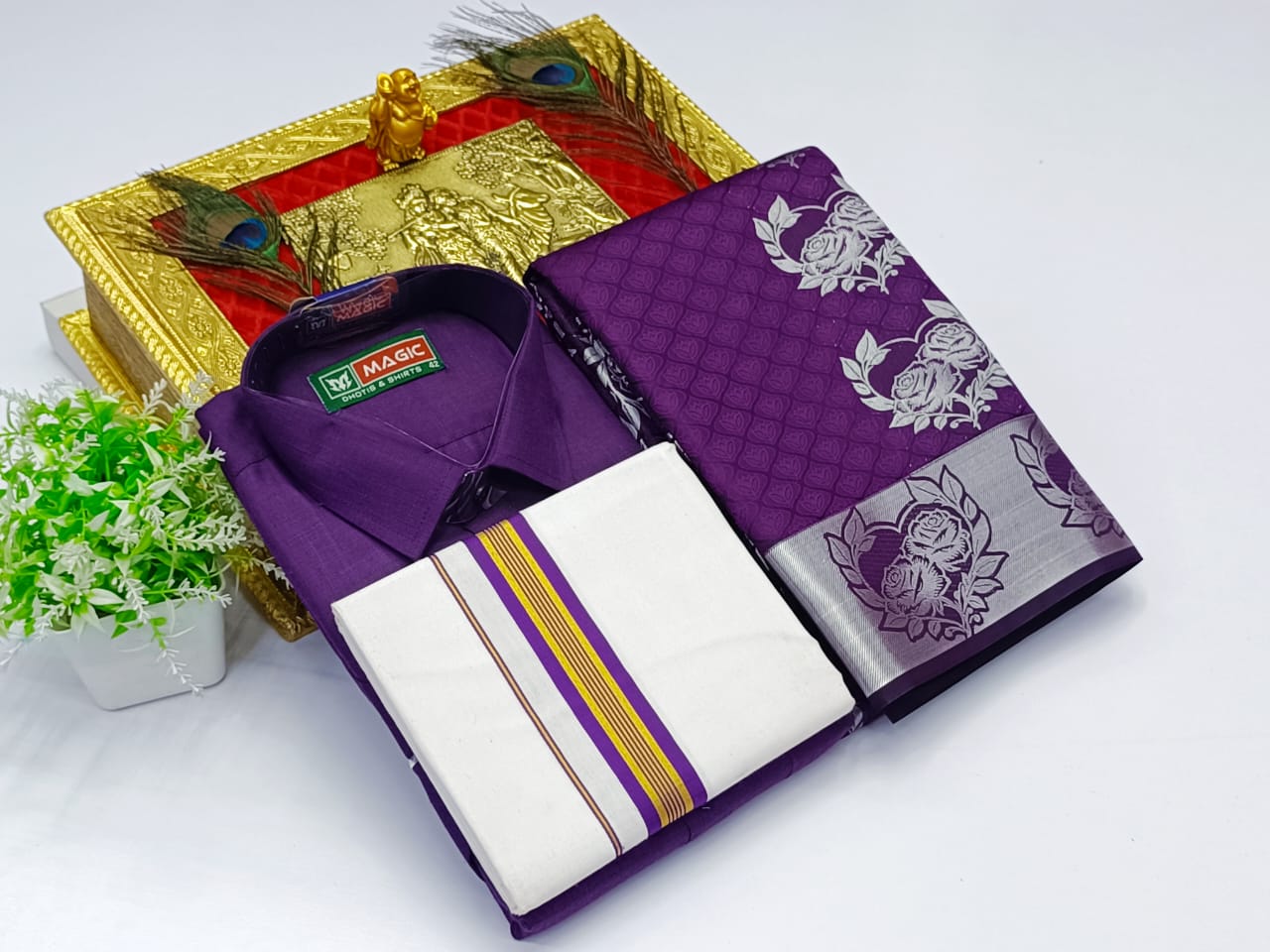 Ellampillai SILK SAREES & COTTON DOTIS, SHIRTS - Dark Purple