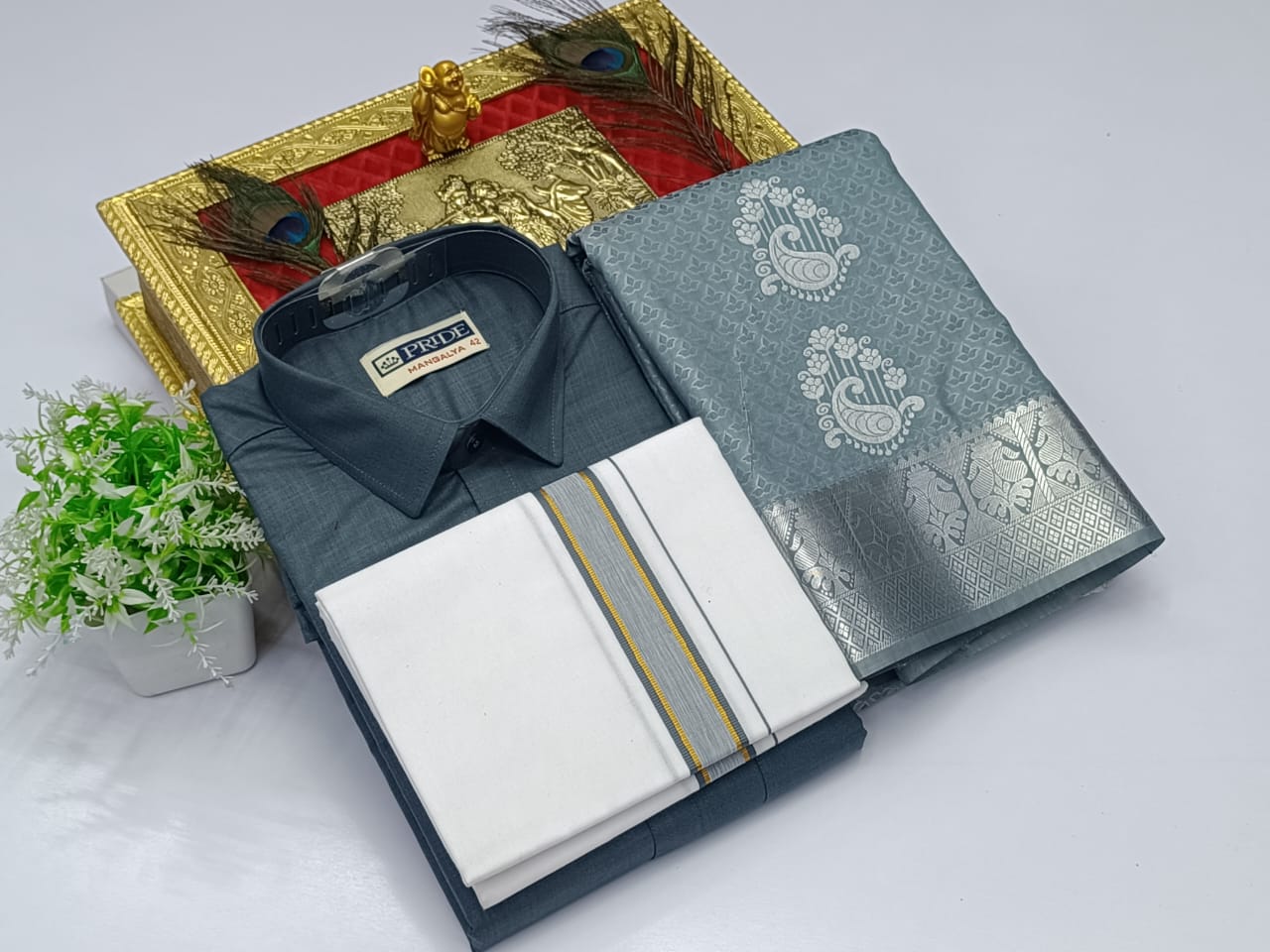 Ellampillai SILK SAREES & COTTON DOTIS, SHIRTS - Dark Grey