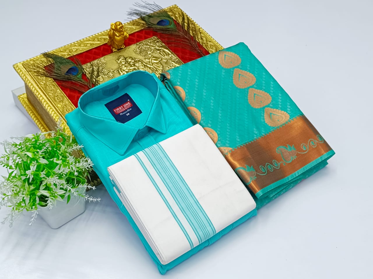 Ellampillai SILK SAREES & COTTON DOTIS, SHIRTS - Turquoise Blue