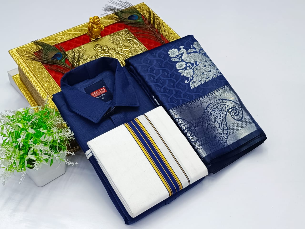 Ellampillai SILK SAREES & COTTON DOTIS, SHIRTS - Dark Navy Blue