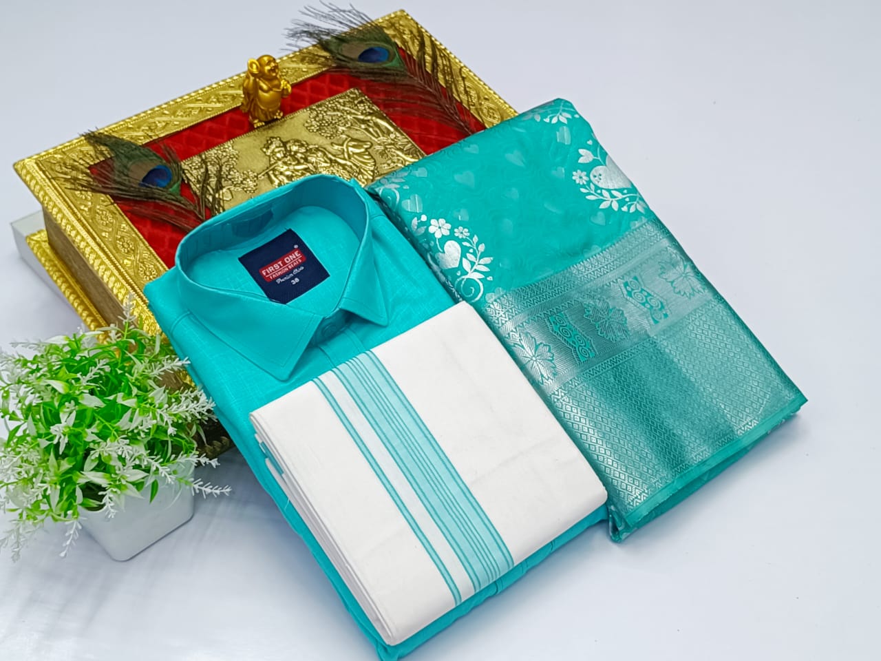 Ellampillai SILK SAREES & COTTON DOTIS, SHIRTS - Turquoise Blue
