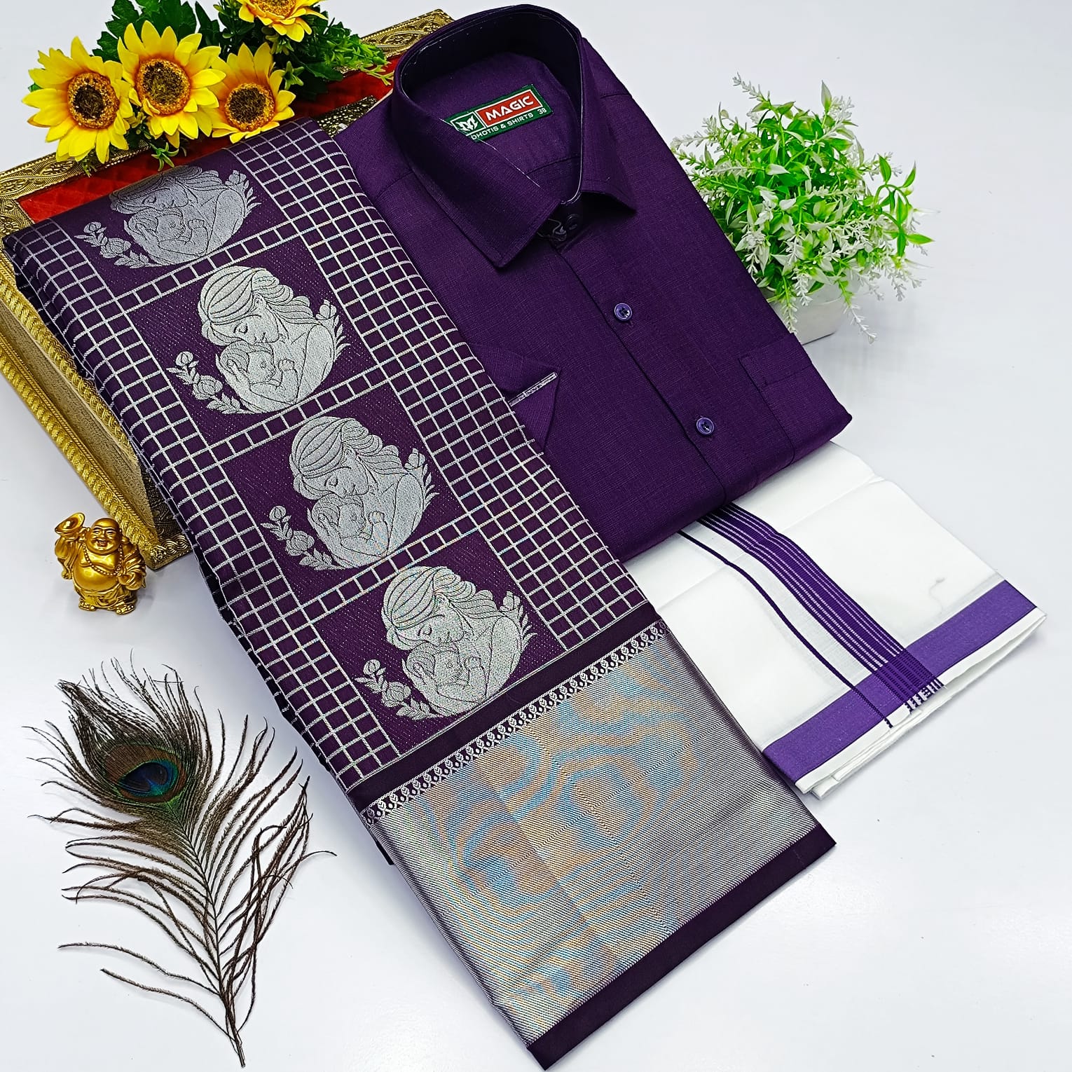 Ellampillai SILK SAREES& COTTON DOTIS, SHIRTS - Dark Purple